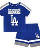 Outerstuff Preschool Outerstuff Royal Los Angeles Dodgers Ground Ball T-Shirt & Shorts Set  - 1