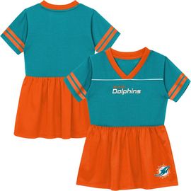 Outerstuff Toddler Outerstuff Aqua Miami Dolphins Stadium Lights V-Neck Fashion Football Jersey Dress 