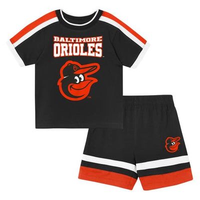 Outerstuff Toddler Outerstuff Black Baltimore Orioles Ground Ball T-Shirt & Shorts Set 