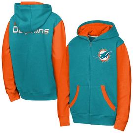 Outerstuff Youth Outerstuff Aqua Miami Dolphins Stadium Colorblock Full-Zip Hoodie 