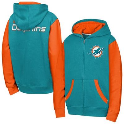 Outerstuff Youth Outerstuff Aqua Miami Dolphins Stadium Colorblock Full-Zip Hoodie 
