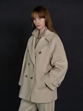 OUTSHELL Cashmere Blended Classic Structural Coat [Light Beige]