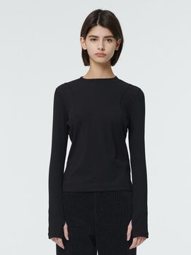 OUTSHELL Cover Stitch Premium Cotton T-shirt [Black]