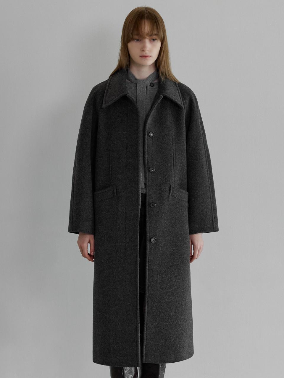 OUTSHELL Merino Wool Balmacaan Tailored Coat [Charcoal]