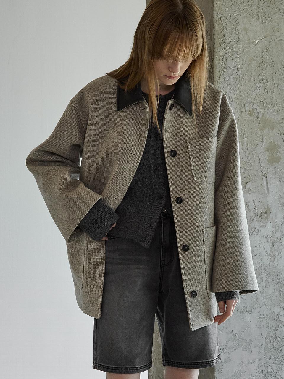 OUTSHELL Twill Wool Half Coat [Light Brown]