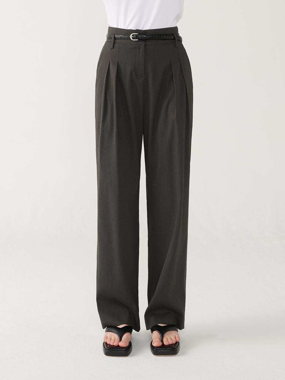 OUTSHELL Wrinkle Crepe Wide Elastic Banding Pants [Dark Warm Gray]