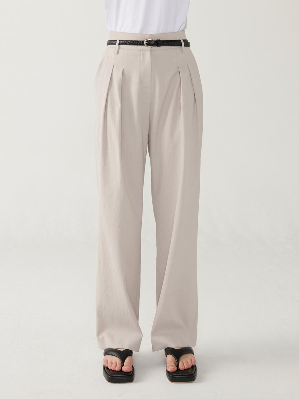 OUTSHELL Wrinkle Crepe Wide Elastic Banding Pants [Light Warm Gray]