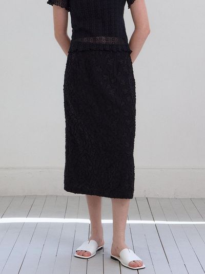 OVEOF Flower Jacquard Skirt_Black