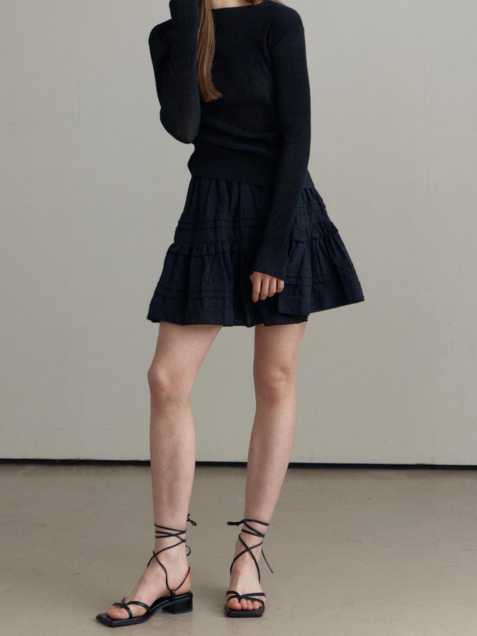 OVEOF Lace Cotton Mini Skirt [Black]