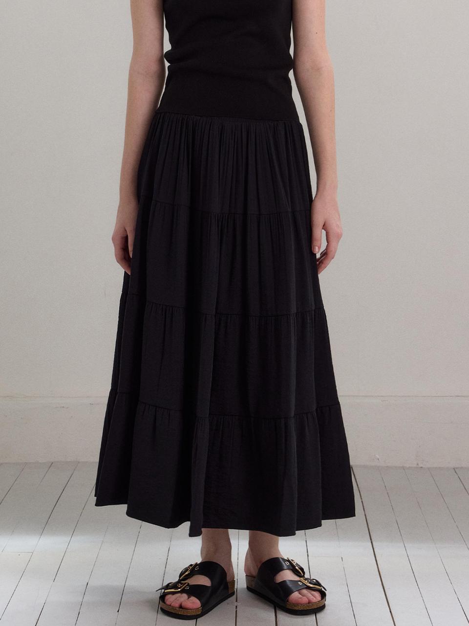 OVEOF Liv Tiered Banding Skirt_Black