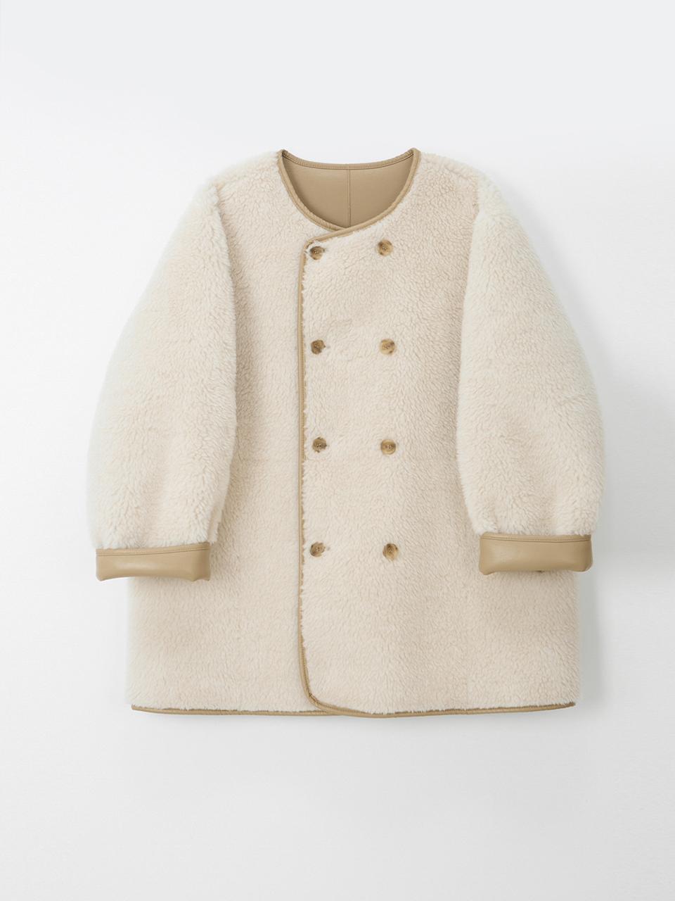 OVEOF Reversible Oversized Hip-Length Coat [Beige]