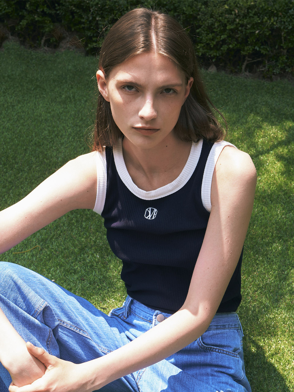 OVEOF Ribbed Sleeveless Top (Navy)