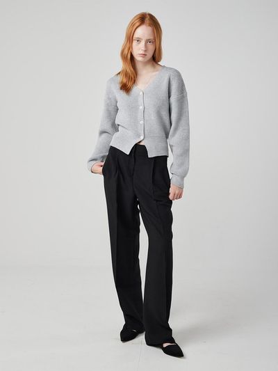 OVEOF Tucked Slimming Wide Leg Slacks [Black]