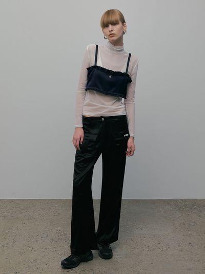overdueflair Cargo Satin Pants - Black