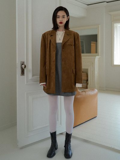 overdueflair Classic Suede Jacket - Brown