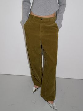 overdueflair CORDUROY WIDE PANTS_OLIVE