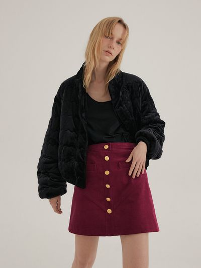 overdueflair Golden Corduroy Skirt_Magenta
