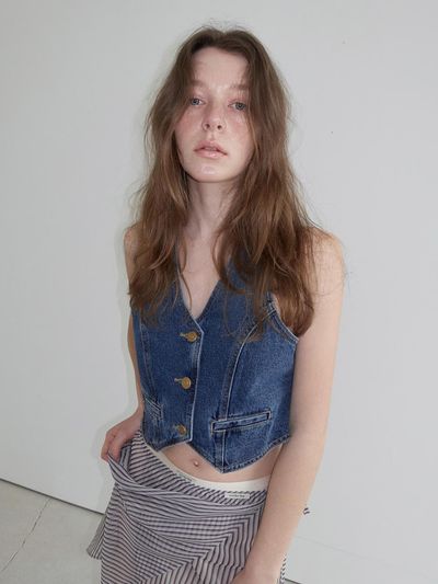 overdueflair Halter Denim Vest_Deep Blue
