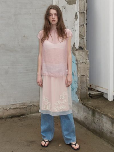 overdueflair Layered Flower Skirt_Beige