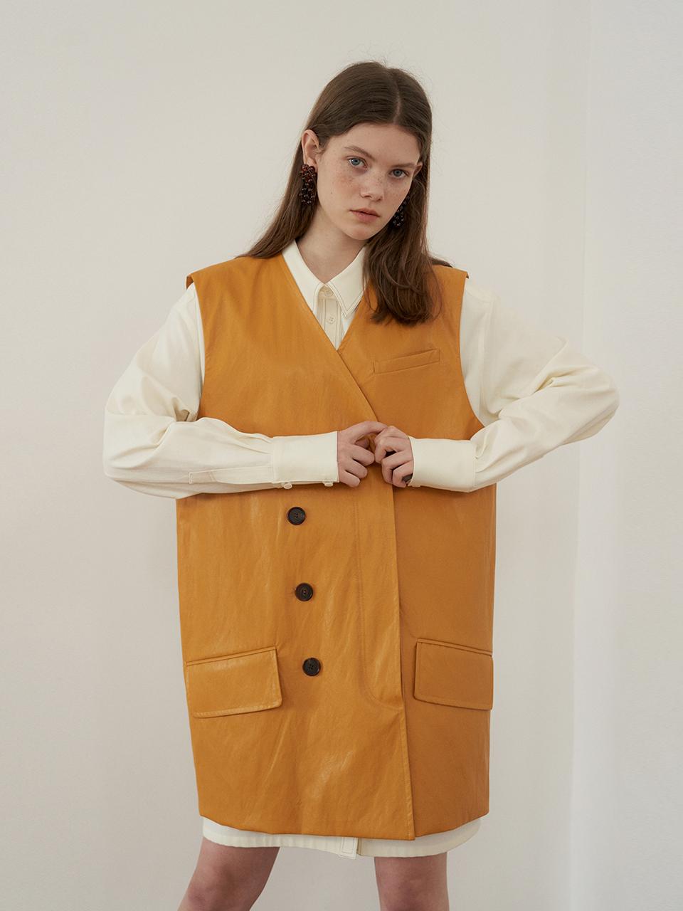 overdueflair Leather Vest Dress Mustard