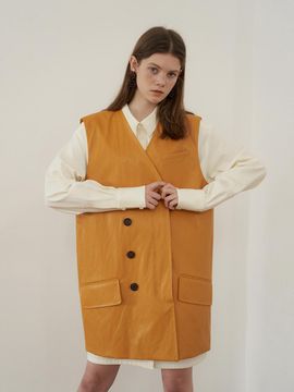 overdueflair Leather Vest Dress Mustard