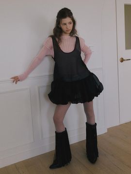 overdueflair Organza Balloon Mini Dress [Black]