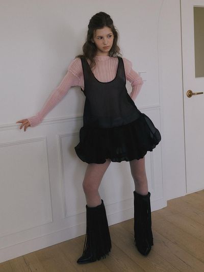 overdueflair Organza Balloon Mini Dress [Black]
