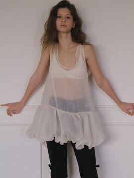 overdueflair Organza Balloon Mini Dress [Cream]