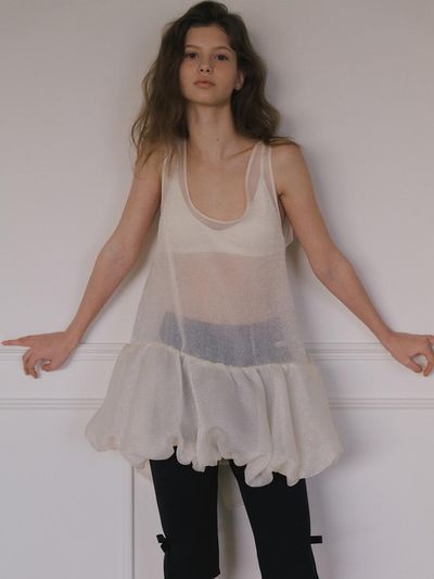 overdueflair Organza Balloon Mini Dress [Cream]