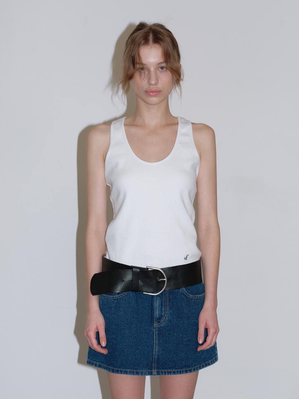 overdueflair Ribbed Cotton U Neck Top - White