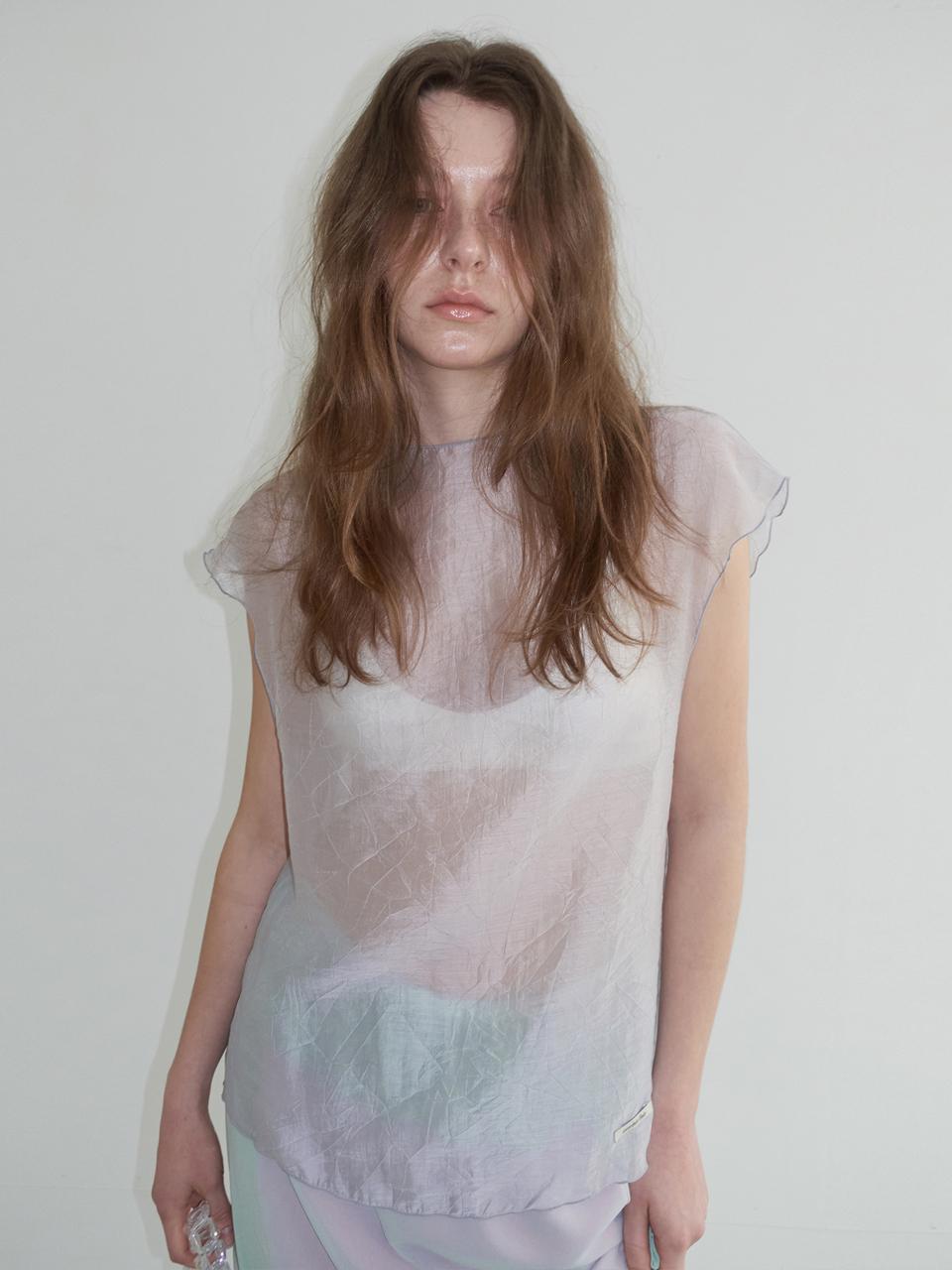 overdueflair Sheer Sleeveless Blouse_Blue Grey