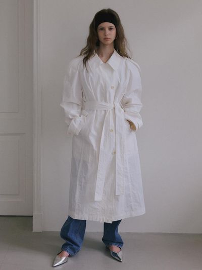 overdueflair Signature Volume Sleeve Maxi Cotton-Nylon Coat [Beige]