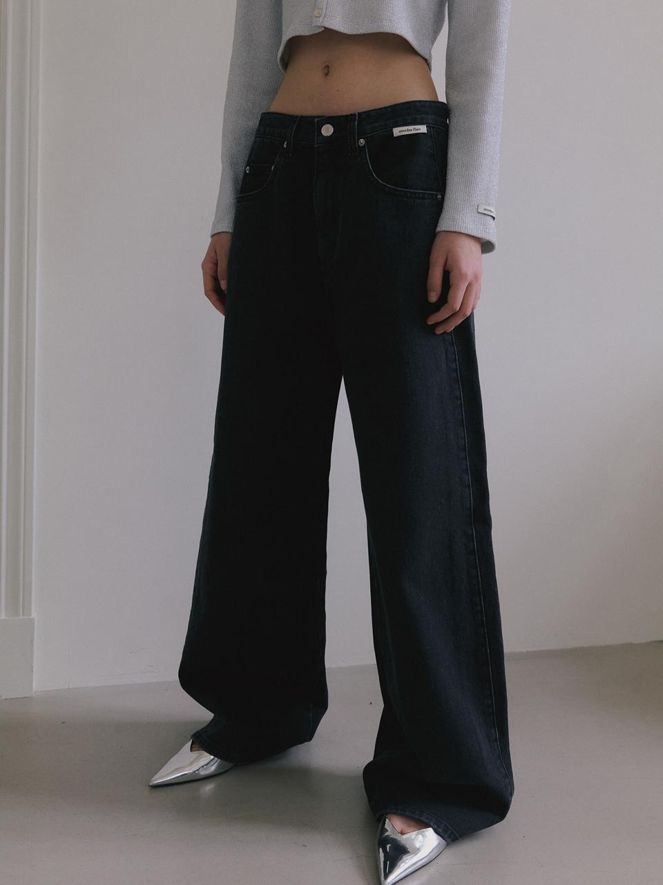 overdueflair Vintage Wide Fit Cotton Denim [Dark Grey]
