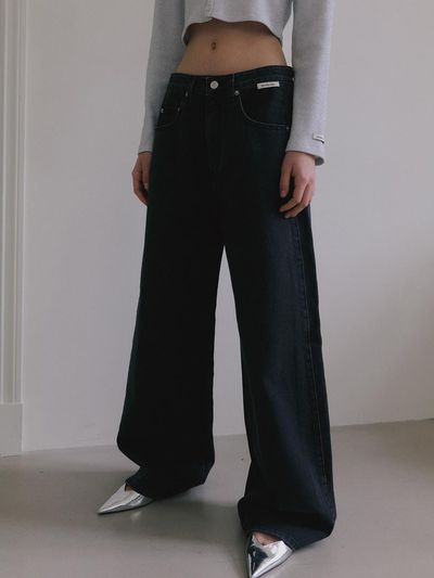 overdueflair Vintage Wide Fit Cotton Denim [Dark Grey]