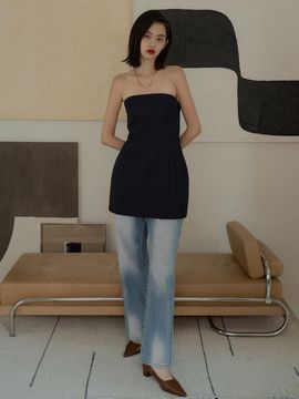 overdueflair Voluminous Tube Dress - Navy