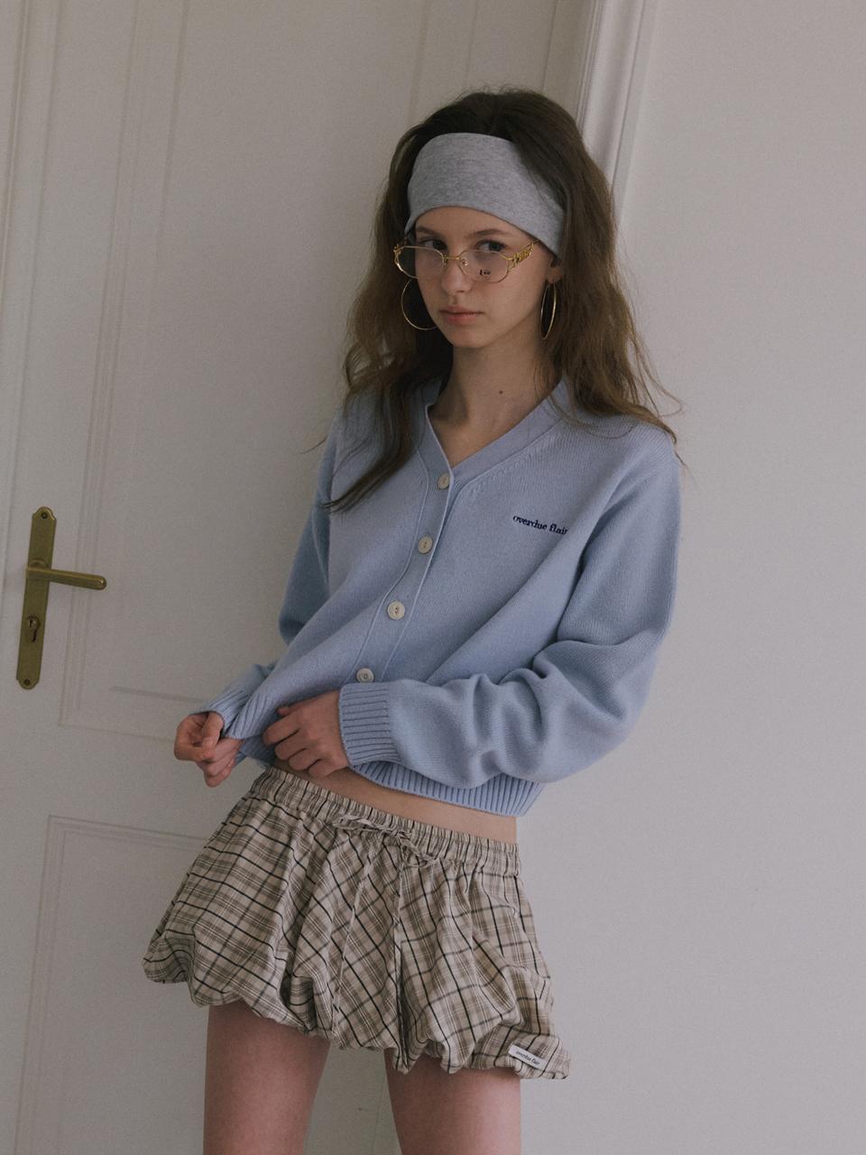 overdueflair Wool Boxy V-Neck Cardigan [Baby Blue]
