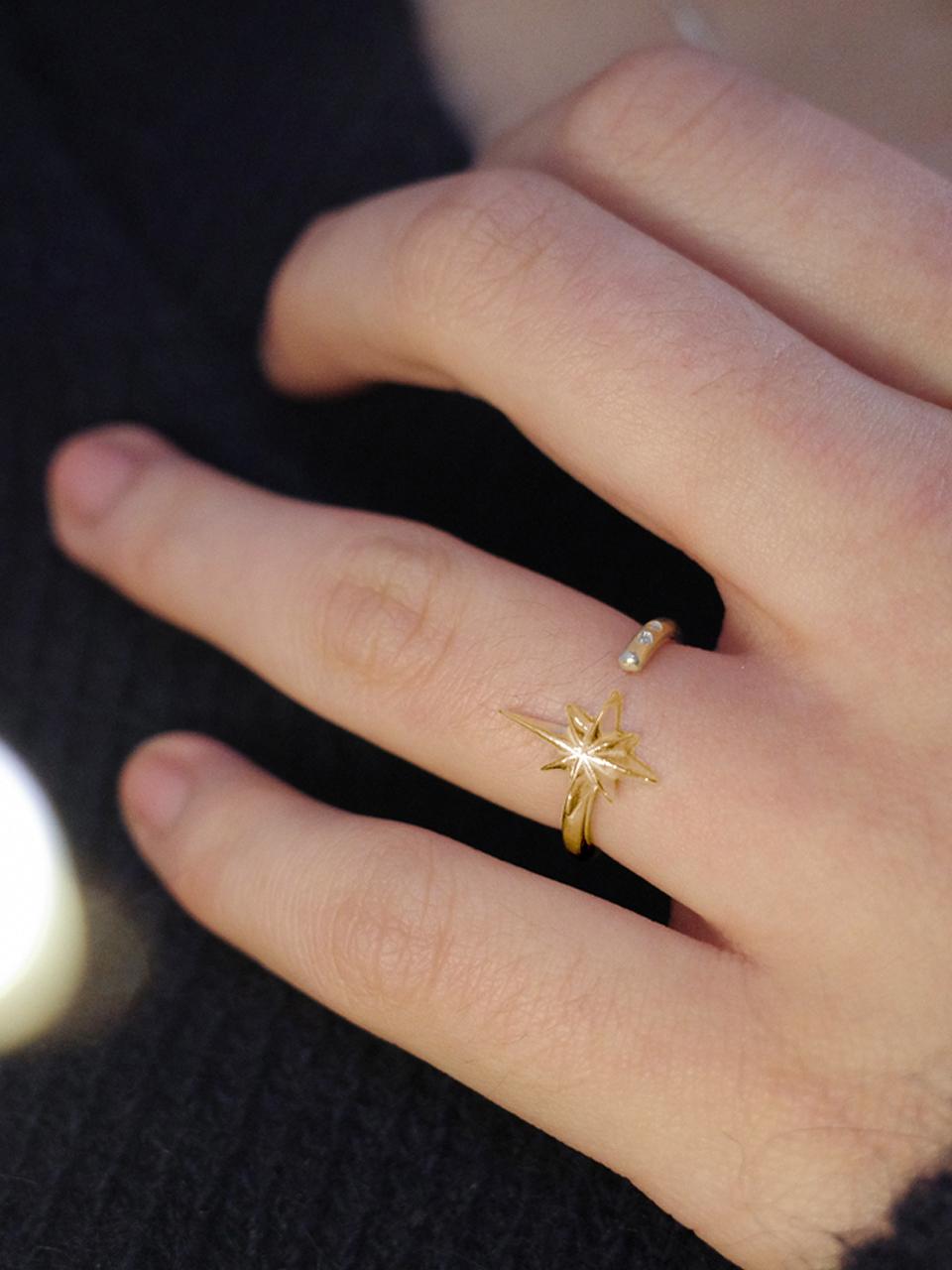 OVERGREY 14K Gold-Plated Asymmetrical Celestial Ring [Gold]