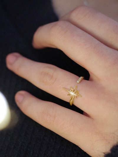 OVERGREY 14K Gold-Plated Asymmetrical Celestial Ring [Gold]