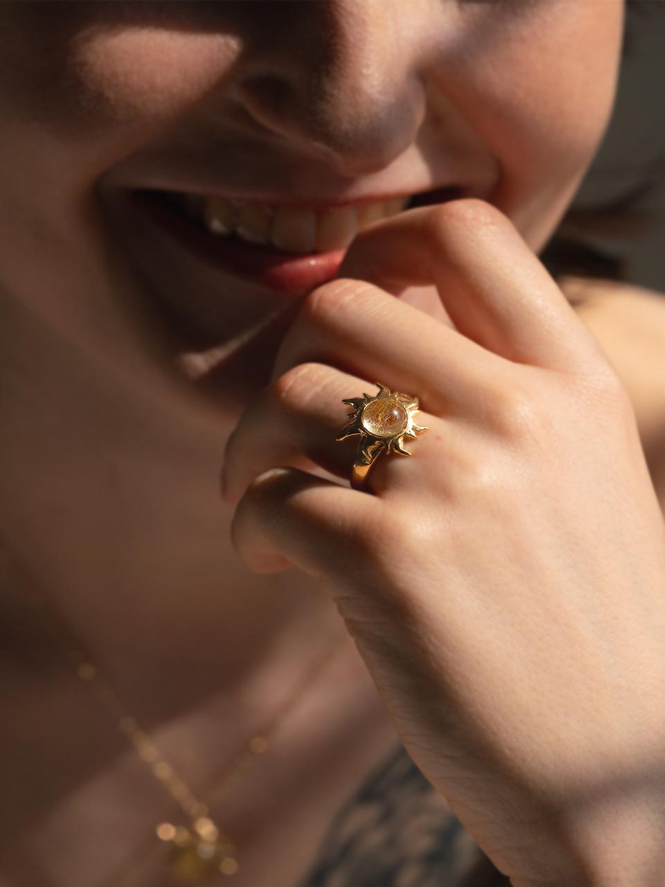OVERGREY Rutilated Quartz Gold Plated Ring [Gold]