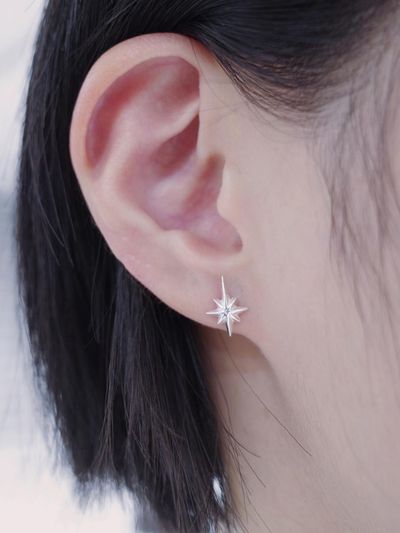 OVERGREY Sterling Asymmetrical Polaris Earrings [Silver]