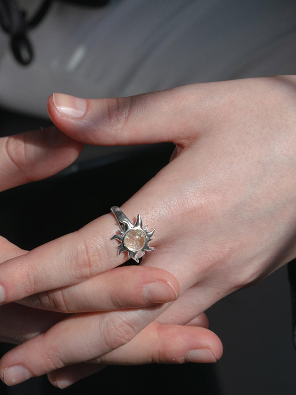 OVERGREY Sterling Silver Rutilated Quartz Apollo Ring