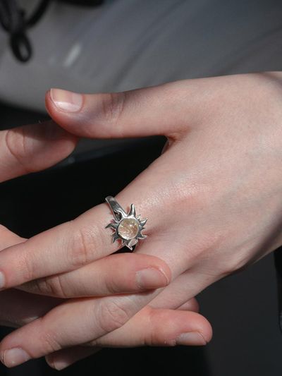 OVERGREY Sterling Silver Rutilated Quartz Apollo Ring