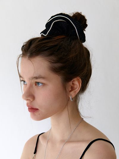 OVLA Signature Tweed Scrunchie_Black