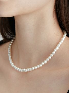 OVT-U [925 Silver] 6mm Basic Pearl Necklace
