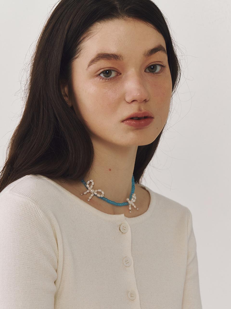 OVT-U [925 Silver] Pearl Ribbon Necklace