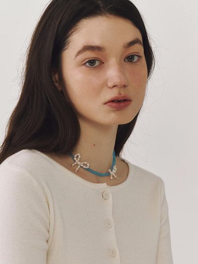 OVT-U [925 Silver] Pearl Ribbon Necklace