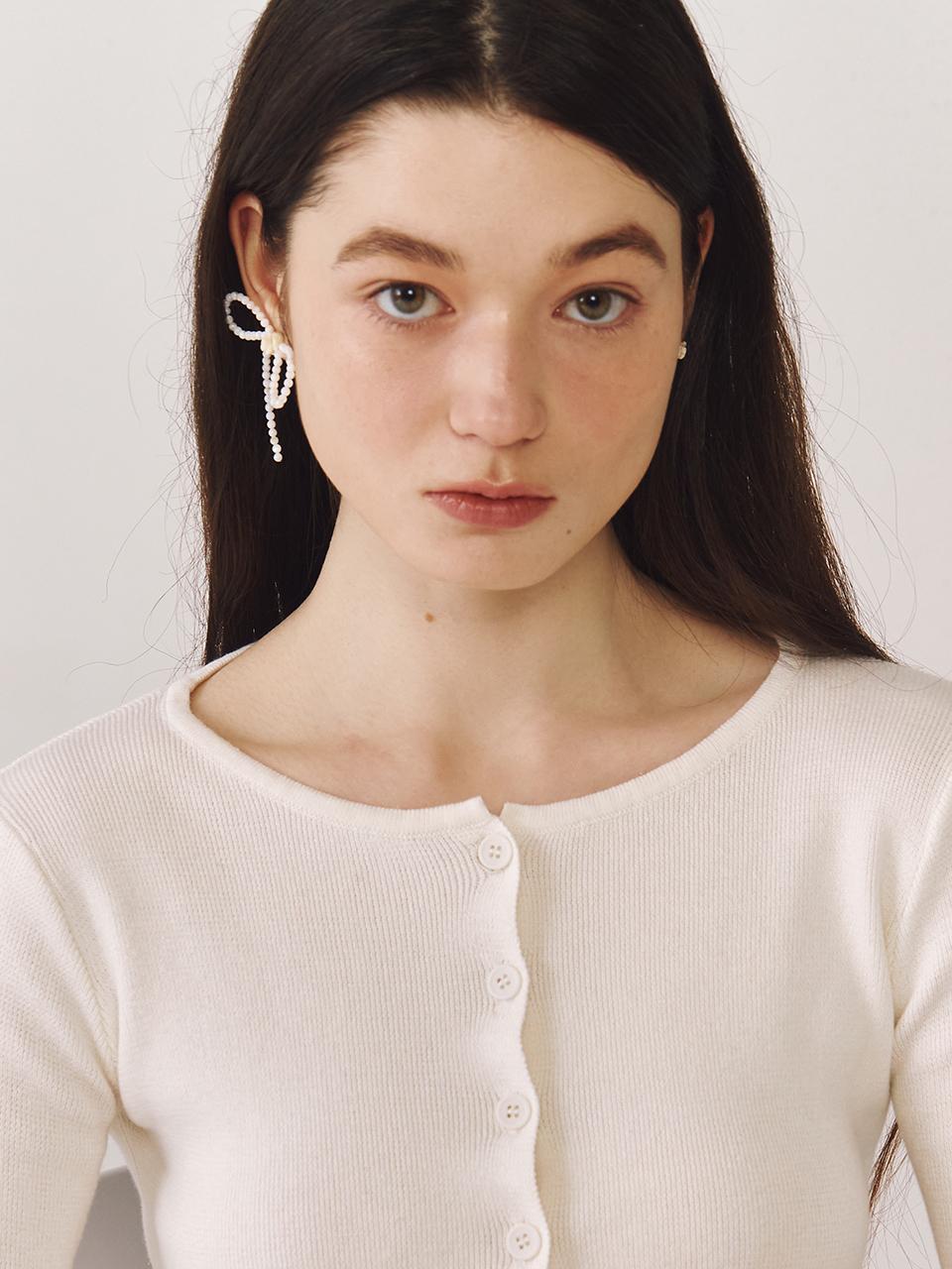 OVT-U [925 Silver] Rose Ribbon Earring Set