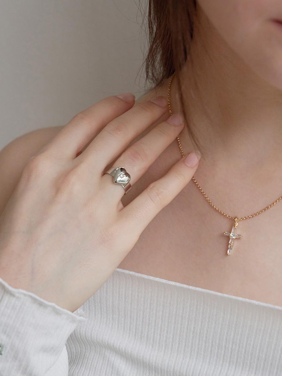 OVT-U Cross Necklace and Heart Ring - Set