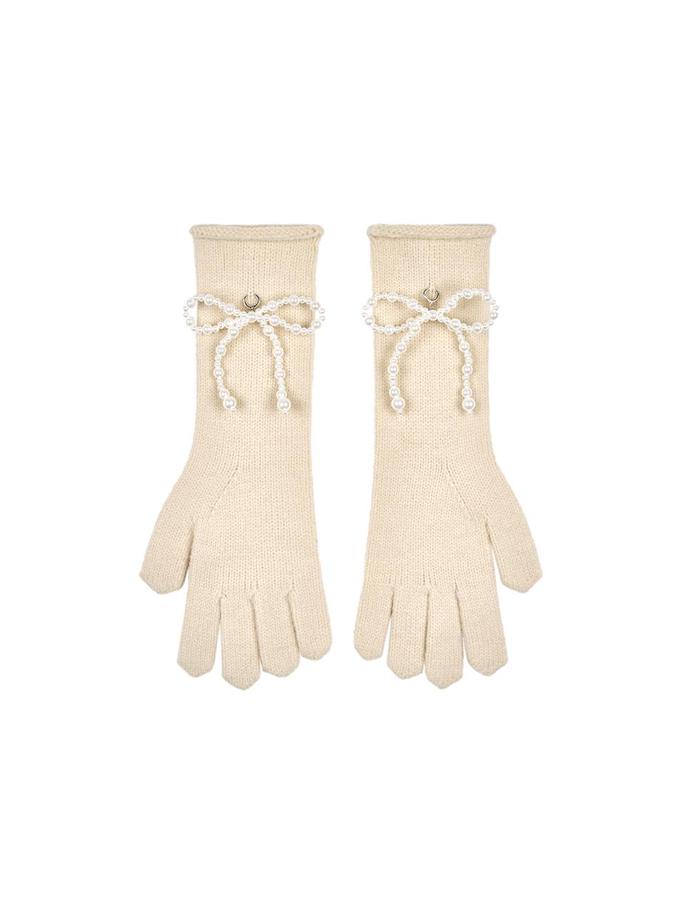 OVT-U [Exclusive] Two Way Pearl Ribbon Gloves (3color)