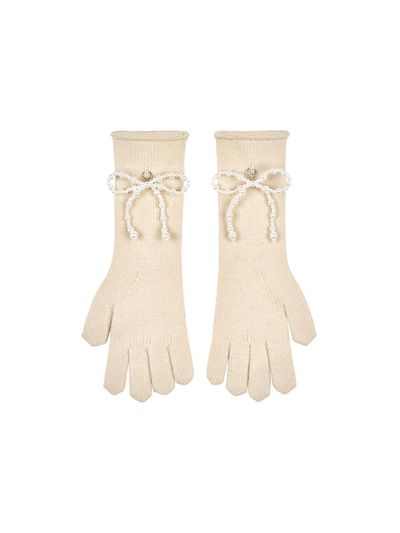 OVT-U [Exclusive] Two Way Pearl Ribbon Gloves (3color)